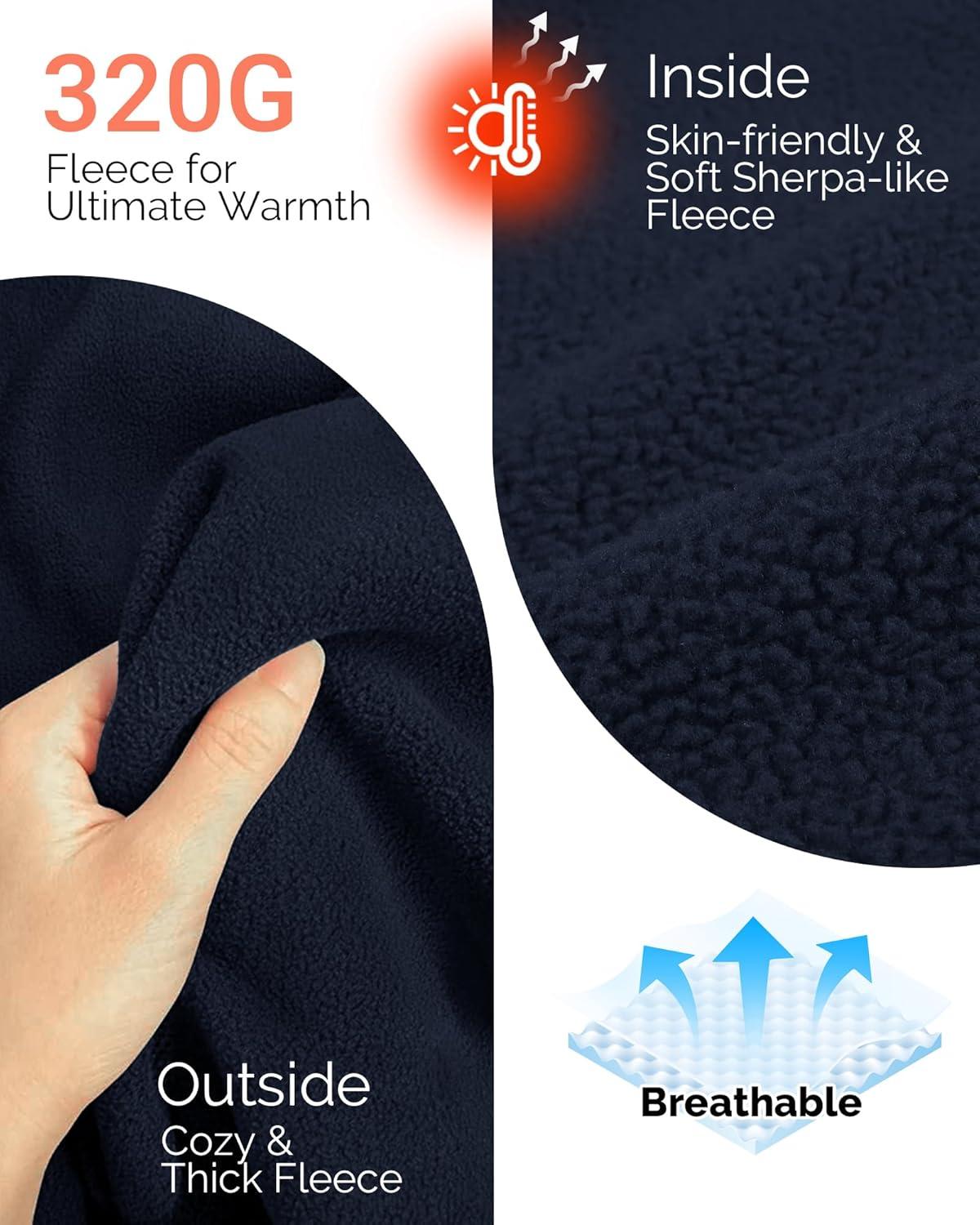 Outdoor Ventures Women’s Full Zip Hooded Fleece Jacket Coat with 6 Pockets, Warm Soft Polar Fleece Casual Hoodie Sweatshirt(Dark Blue)