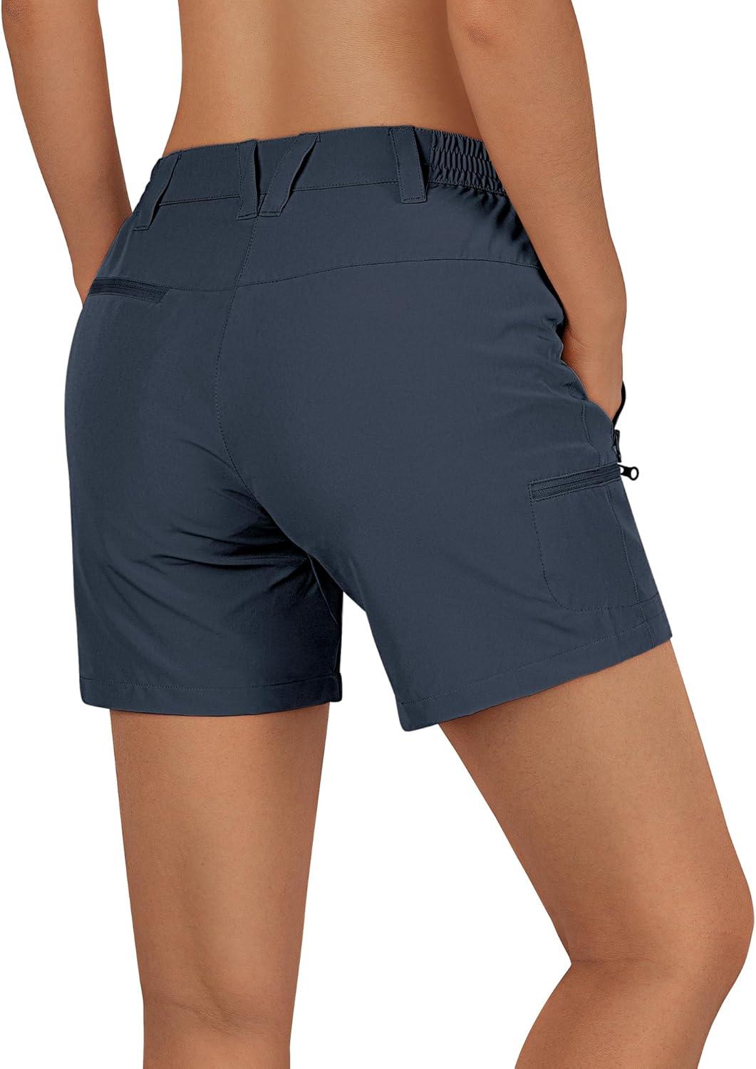 Outdoor Ventures Women’s Hiking Shorts Stretch Lightweight Golf Shorts Quick Dry UPF 50+ 5 inch Cargo Short for Camping(Dark Grey)