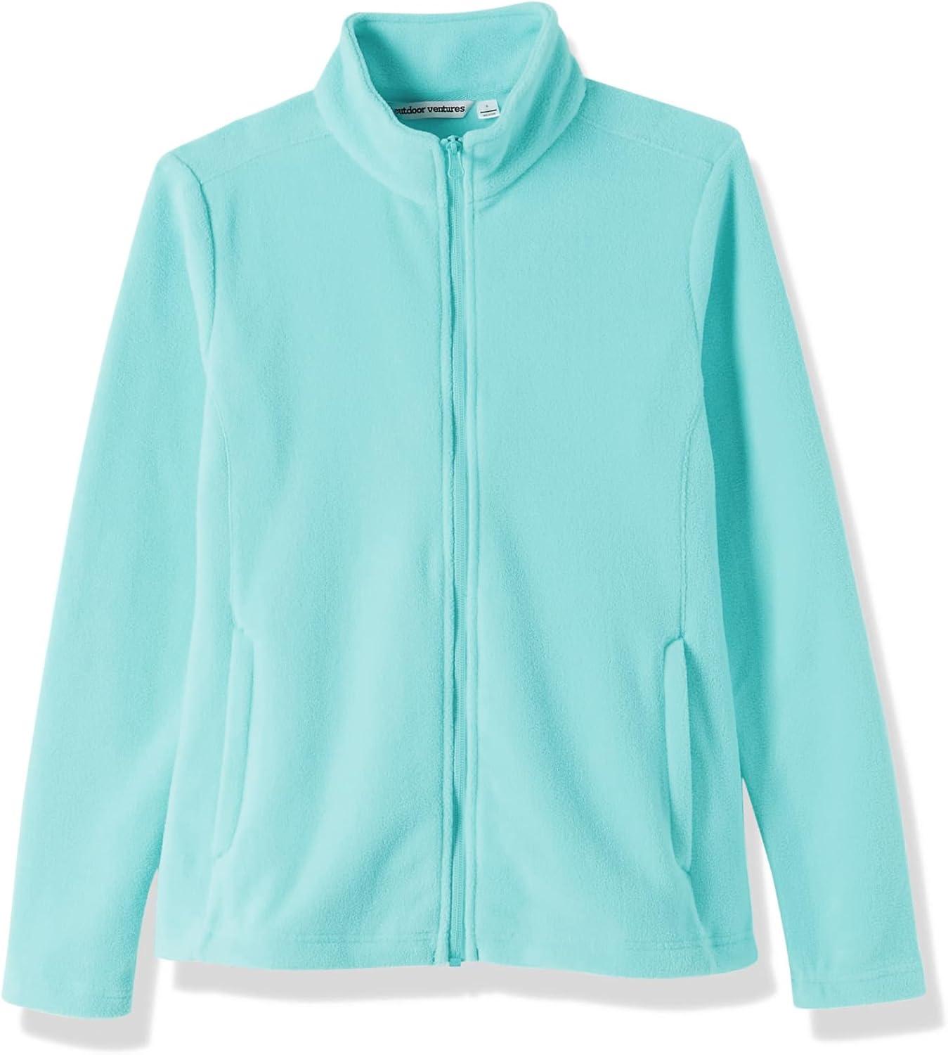 Outdoor Ventures Women’s Lightweight Warm Zip Up Long-Sleeve Soft Polar Fleece Jacket for Fall Winter(Aqua Blue)