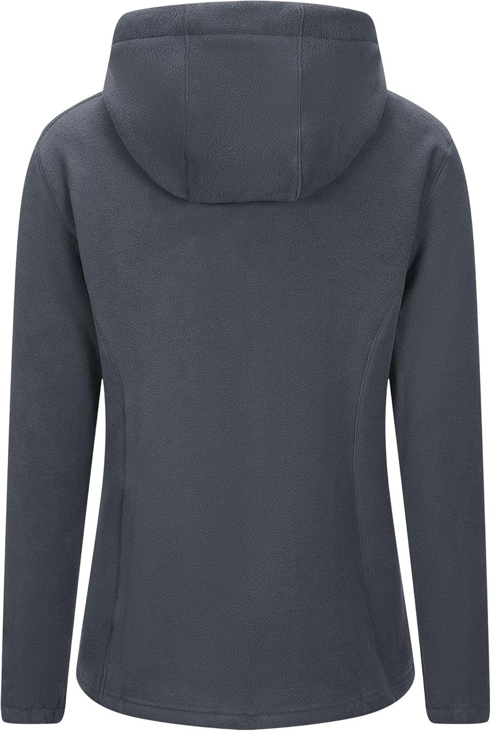 Outdoor Ventures Women’s Full Zip Hooded Fleece Jacket Coat with 6 Pockets, Warm Soft Polar Fleece Casual Hoodie Sweatshirt(Dark Grey)