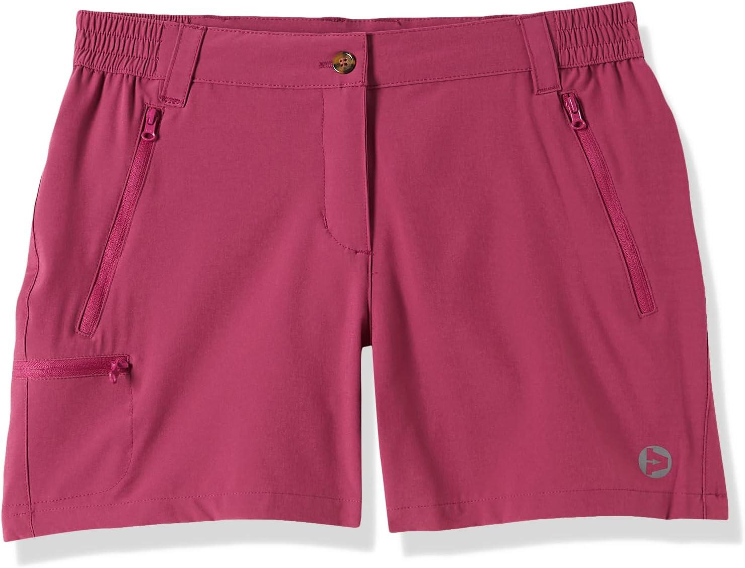 Outdoor Ventures Women’s Hiking Shorts Stretch Lightweight Golf Shorts Quick Dry UPF 50+ 5 inch Cargo Short for Camping(Raspberry Red)
