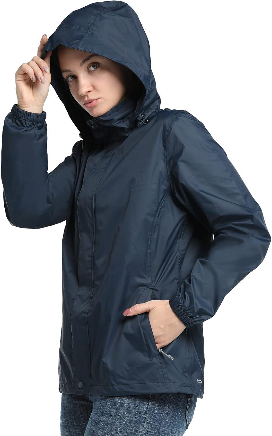 Outdoor Ventures Women’s Lightweight Raincoat Packable Rain Jacket Waterproof Raincoat with Hood Active Outdoor Windbreaker