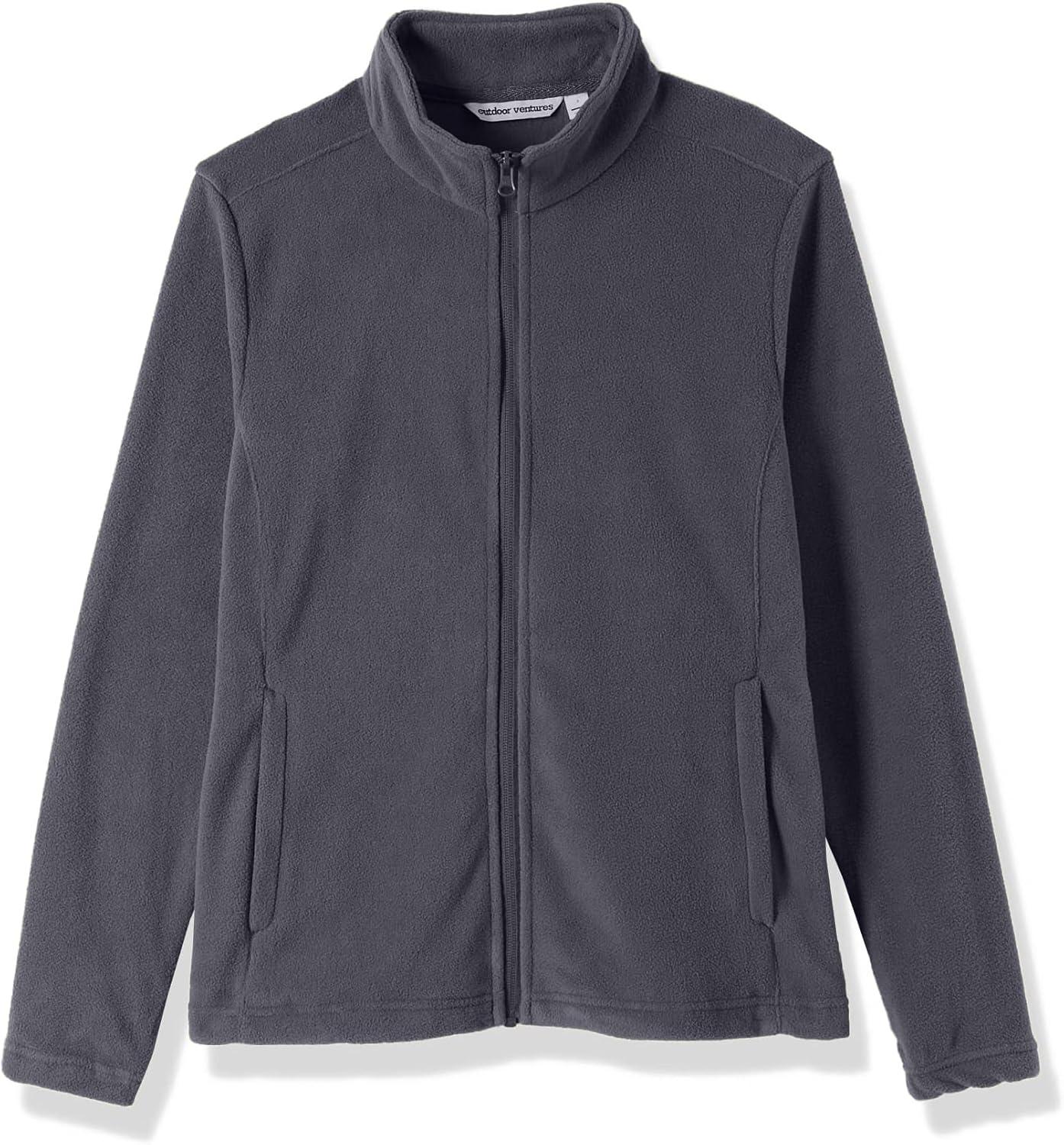 Outdoor Ventures Women’s Lightweight Warm Zip Up Long-Sleeve Soft Polar Fleece Jacket for Fall Winter(Dark Grey)