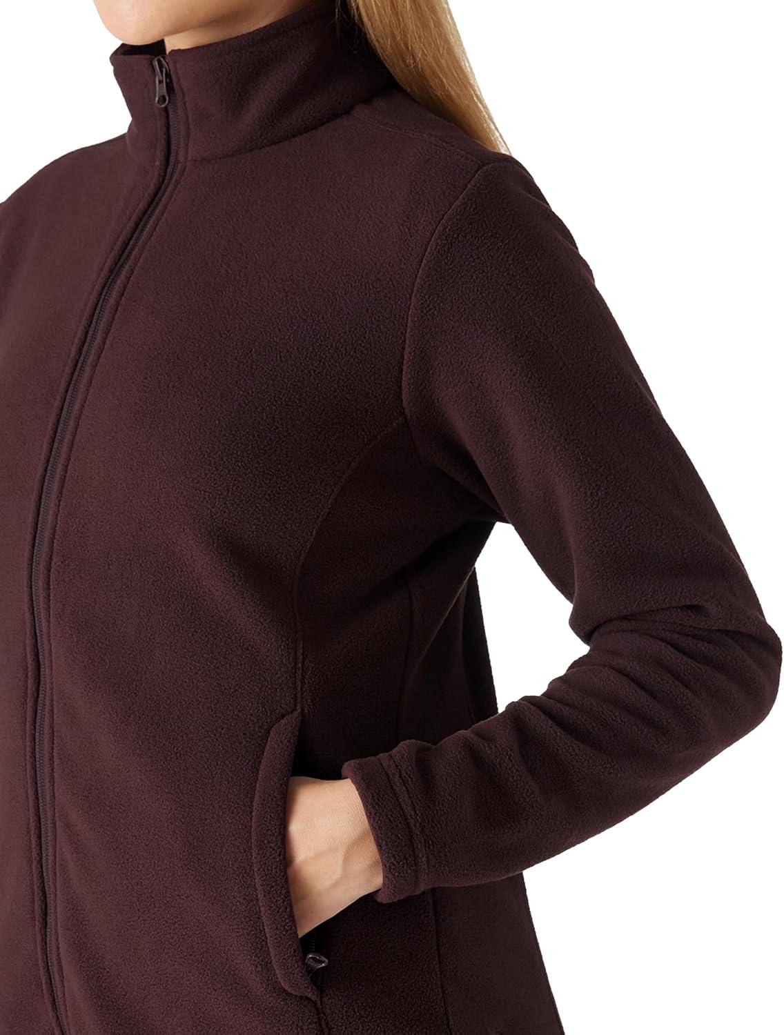 Outdoor Ventures Women’s Lightweight Warm Zip Up Long-Sleeve Soft Polar Fleece Jacket for Fall Winter(Chocolate)