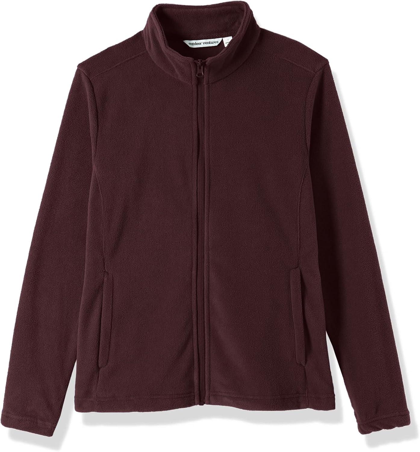 Outdoor Ventures Women’s Lightweight Warm Zip Up Long-Sleeve Soft Polar Fleece Jacket for Fall Winter(Chocolate)
