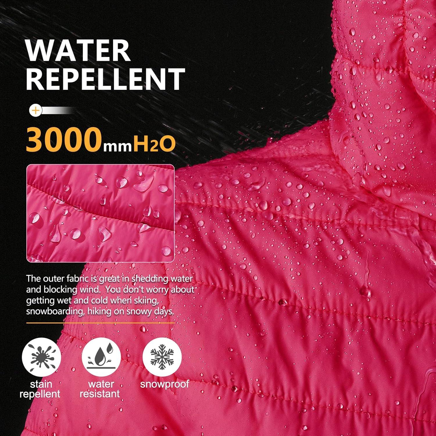 Outdoor Ventures Women’s Packable Lightweight Full-Zip Puffer Jacket with Hood Quilted Winter Coat(Hot Pink(fold in Pocket))