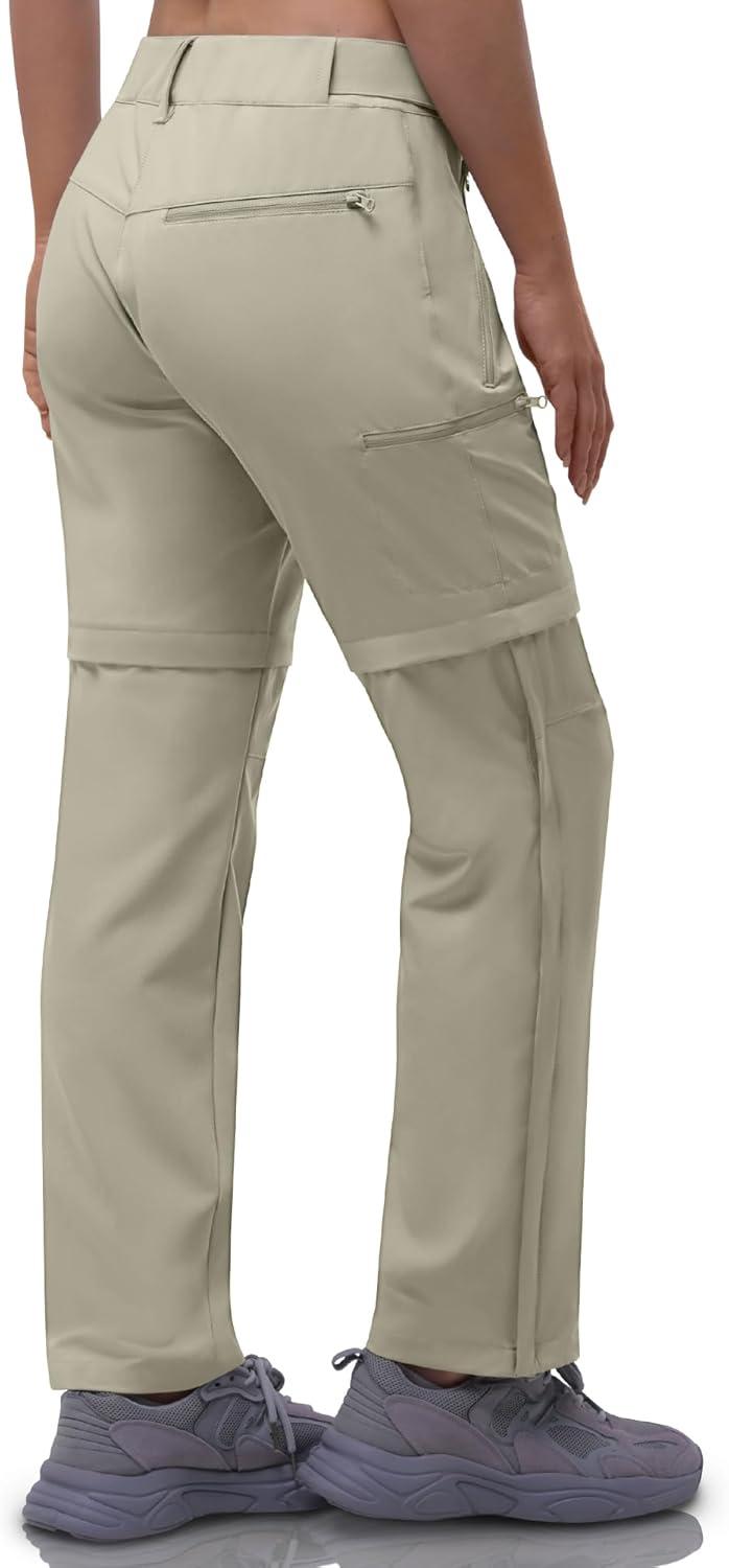 Outdoor Ventures Women’s Convertible Pants, Quick Dry Hiking Zip-Off Pants, Stretch Lightweight Cargo Pants(Beige)