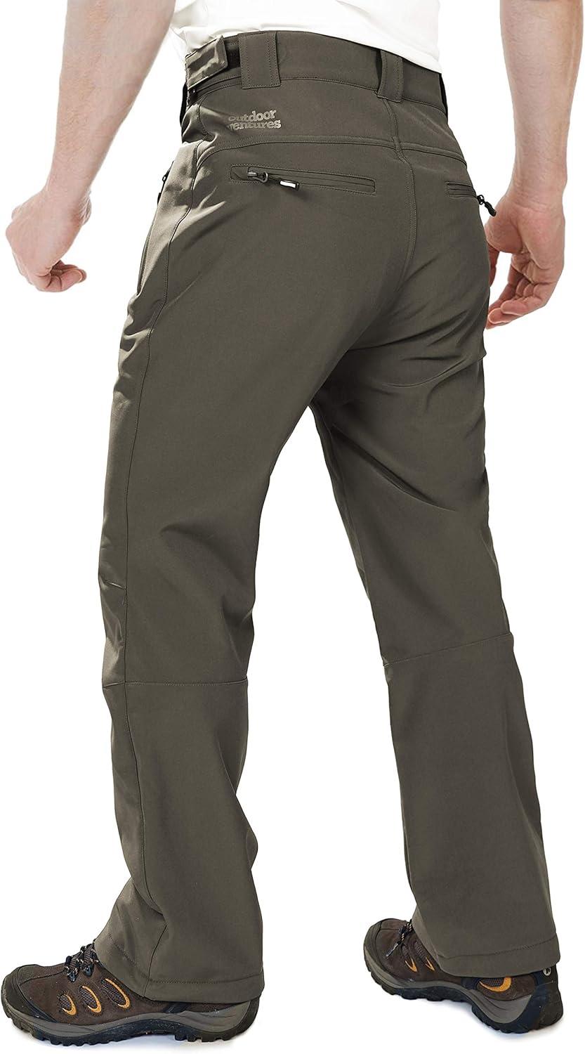 Outdoor Ventures Men’s Lite Waterproof Windproof Fleece Lined Warm Hiking Ski Snow Pants Expandable-Waist(Dark Amy Green)