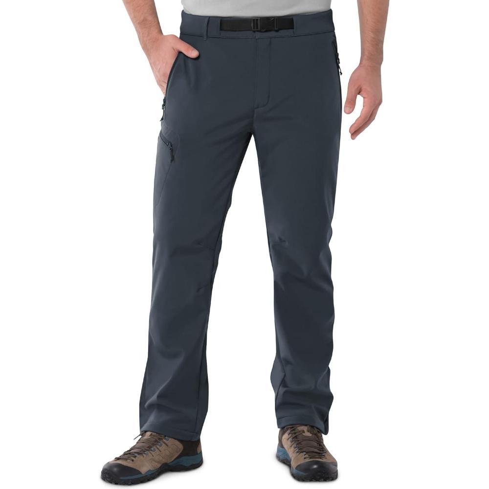 Outdoor Ventures Men’s Fleece Lined Snow Pants Waterproof Windproof Ski Hiking Winter Pants With Pockets(Dark Grey)