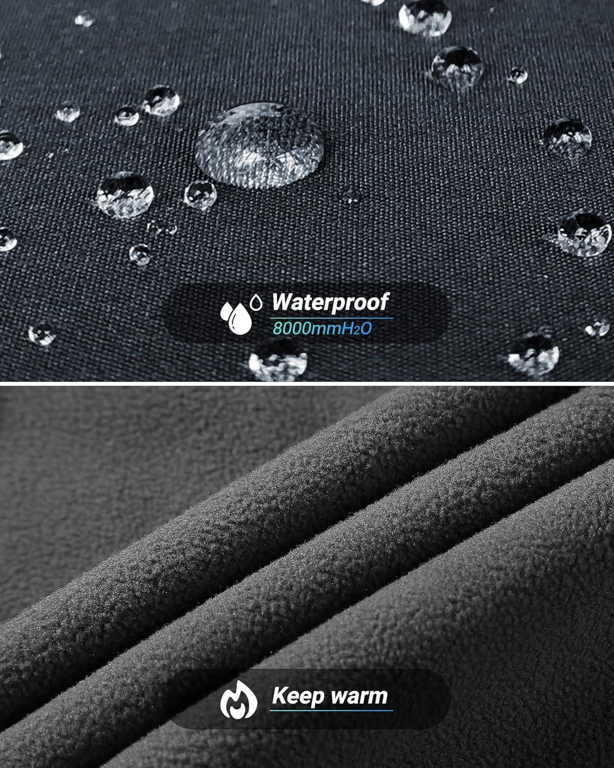 Outdoor Ventures Men’s Fleece Lined Snow Pants Waterproof Windproof Ski Hiking Winter Pants With Pockets(Dark Grey)