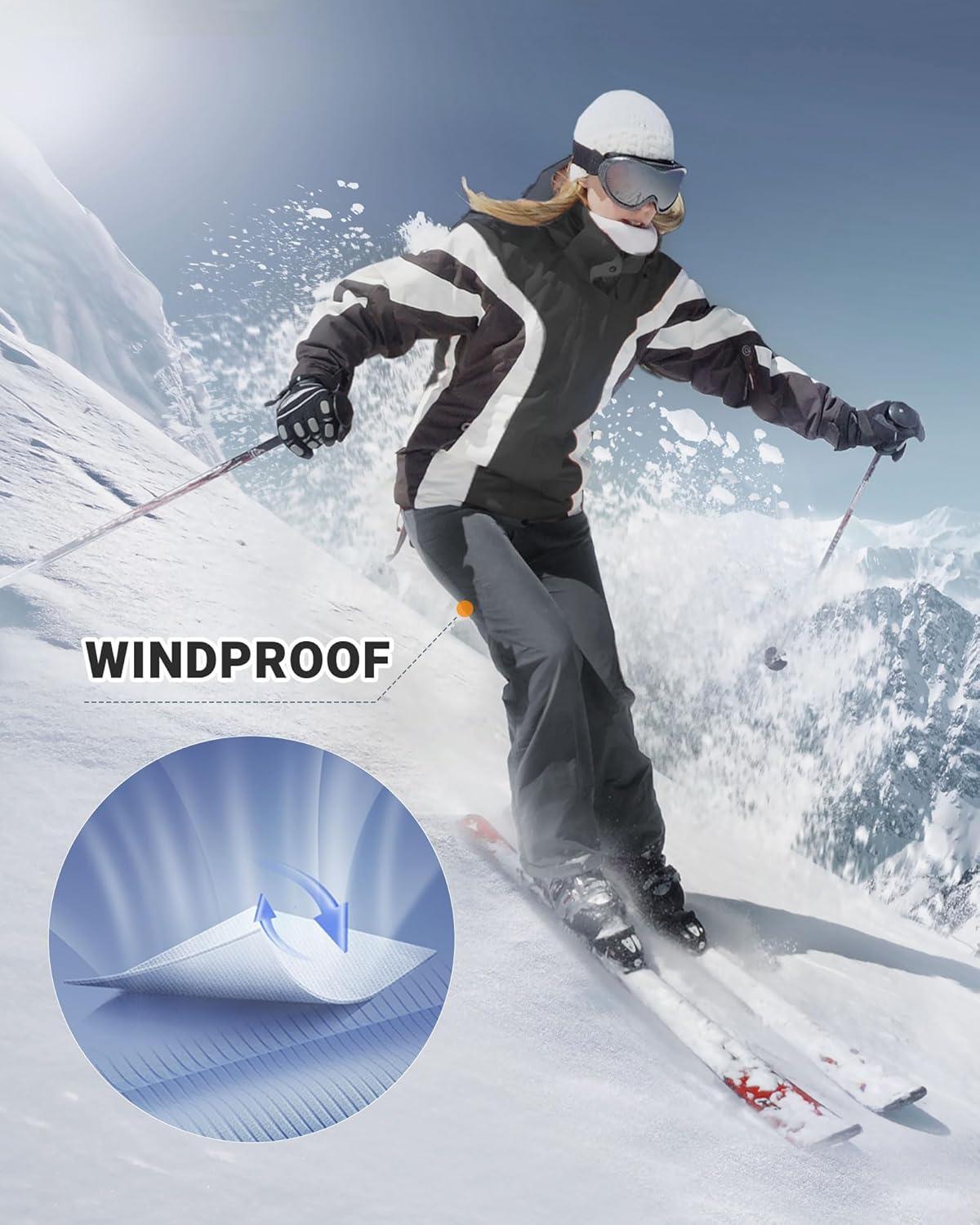 Outdoor Ventures Fleece Lined Waterproof Pants Women Ski Snow Insulated Softshell Snowboard Hiking with Boot Cut(New Dark Grey – Elastic Waistband)