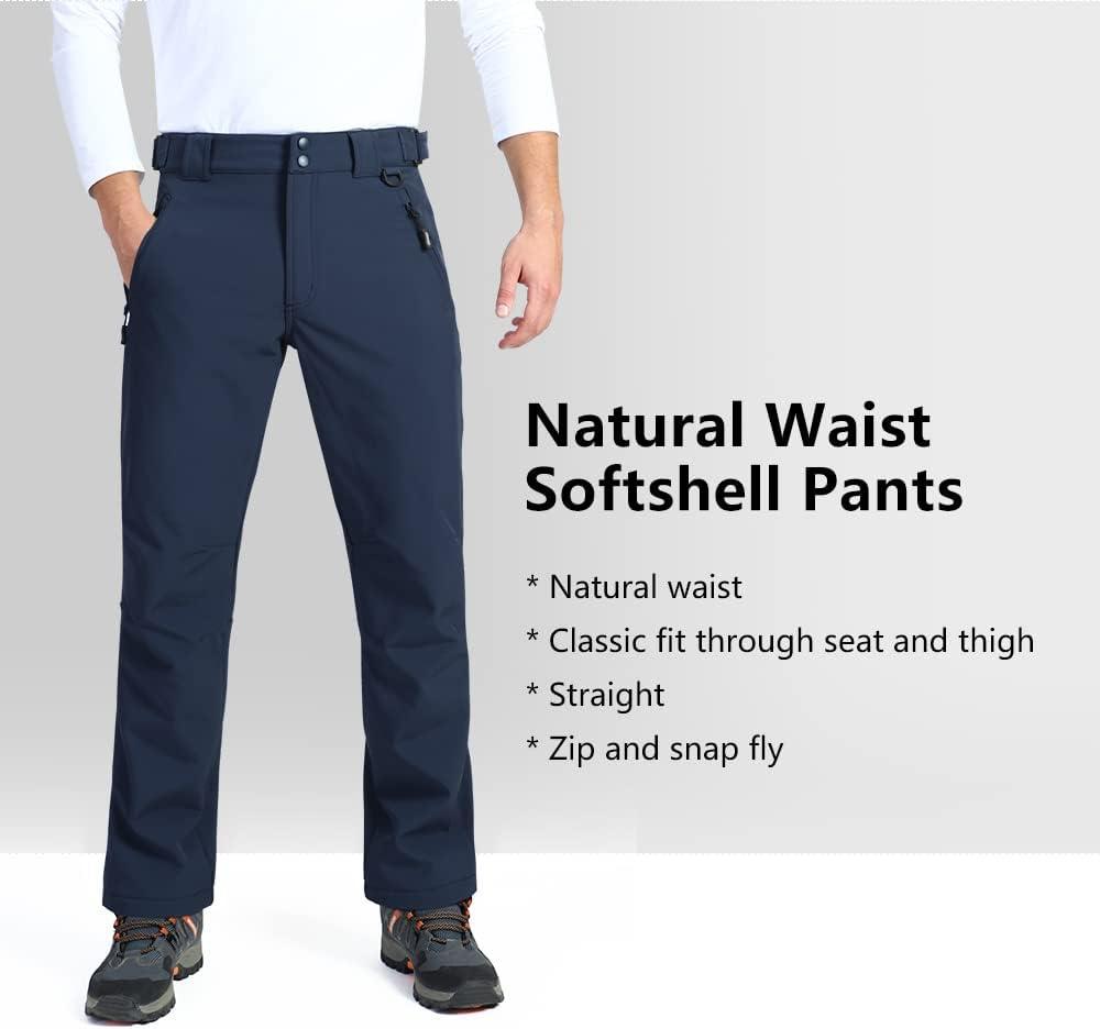 Outdoor Ventures Men’s Lite Waterproof Windproof Fleece Lined Warm Hiking Ski Snow Pants Expandable-Waist(Navy- New)