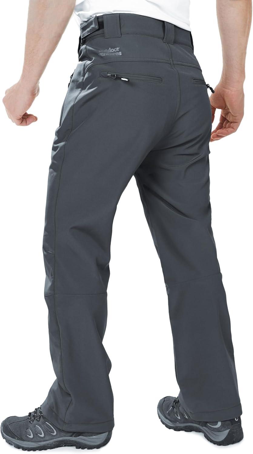 Outdoor Ventures Men’s Lite Waterproof Windproof Fleece Lined Warm Hiking Ski Snow Pants Expandable-Waist(Dim Grey- High Waist)