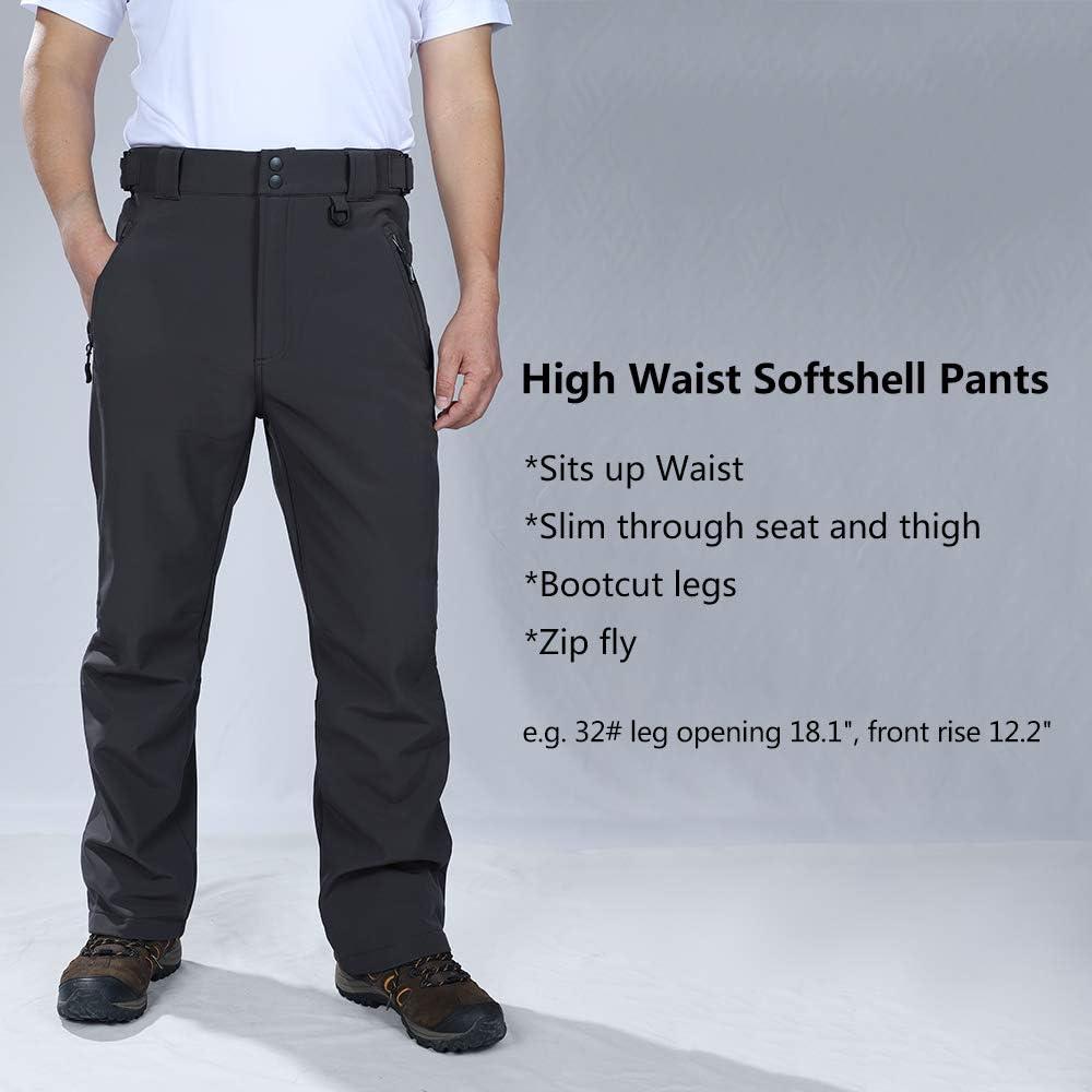 Outdoor Ventures Men’s Lite Waterproof Windproof Fleece Lined Warm Hiking Ski Snow Pants Expandable-Waist(Dim Grey- High Waist)