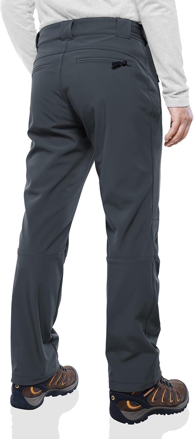Outdoor Ventures Men’s Lite Waterproof Windproof Fleece Lined Warm Hiking Ski Snow Pants Expandable-Waist(Dim Grey- Natural Waist)