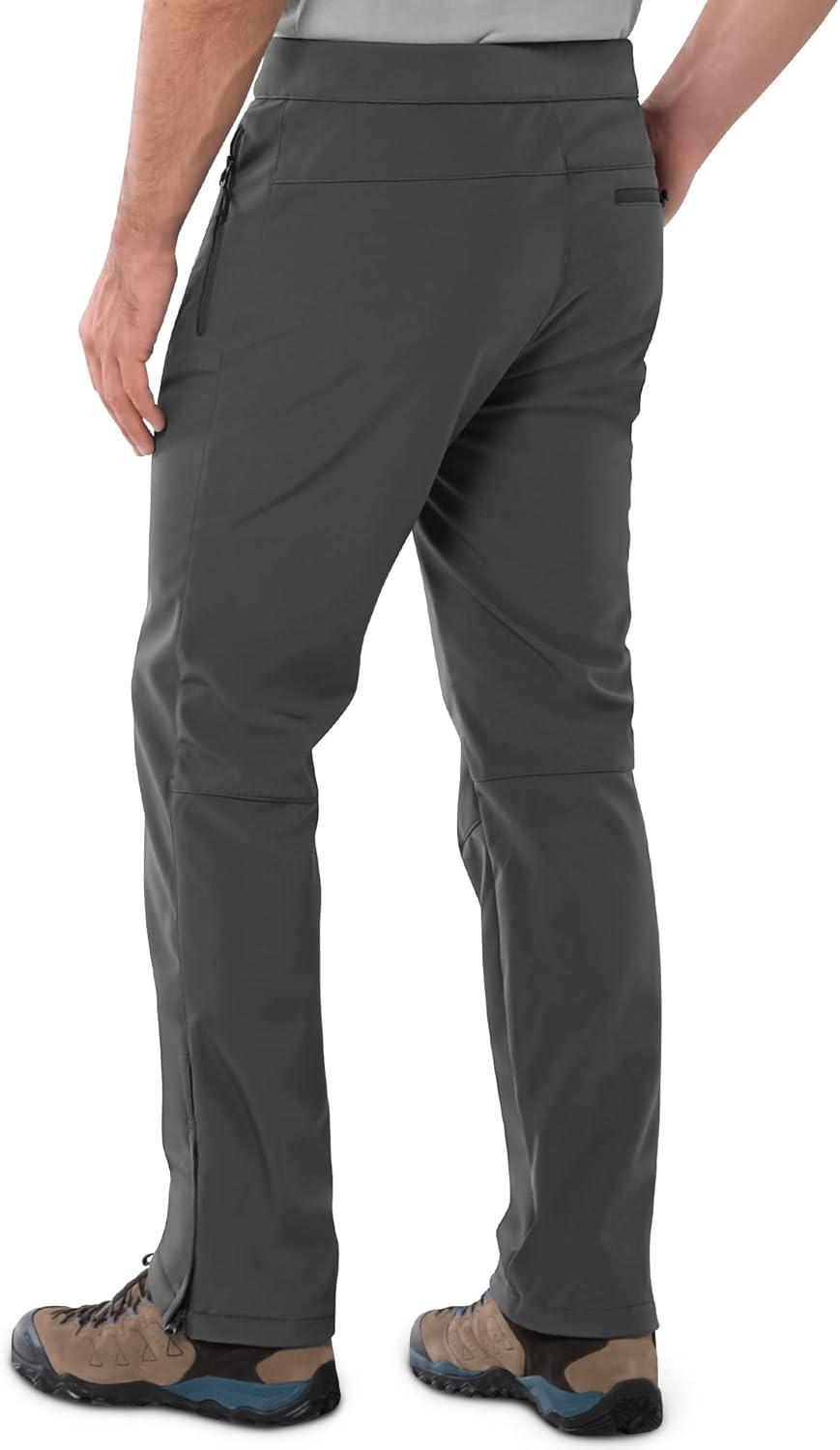 Outdoor Ventures Men’s Fleece Lined Snow Pants Waterproof Windproof Ski Hiking Winter Pants With Pockets(Grey)