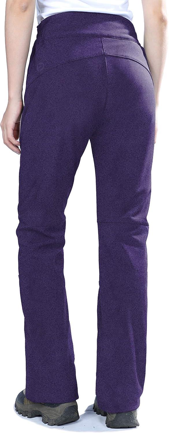 Outdoor Ventures Women’s Idra Fleece Lined Hiking Pants Outdoor Softshell Waterproof Snow Pants Windproof Ski Pants(Purple Melange)