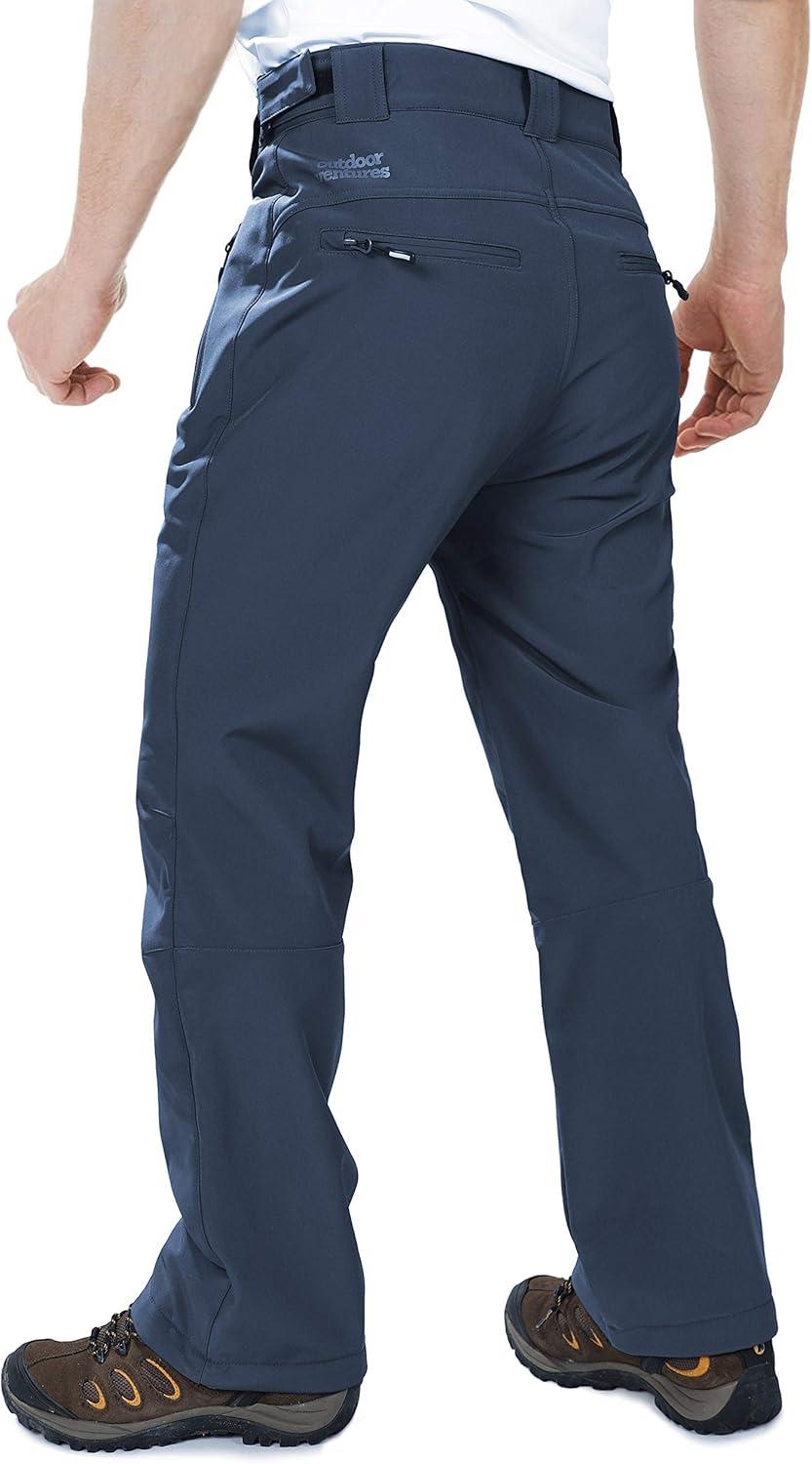 Outdoor Ventures Men’s Lite Waterproof Windproof Fleece Lined Warm Hiking Ski Snow Pants Expandable-Waist(Dark Denim- High Waist)