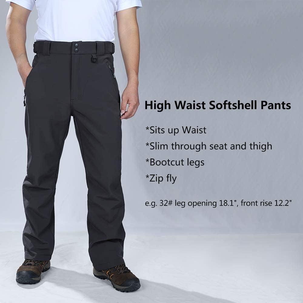 Outdoor Ventures Men’s Lite Waterproof Windproof Fleece Lined Warm Hiking Ski Snow Pants Expandable-Waist(Dark Denim- High Waist)