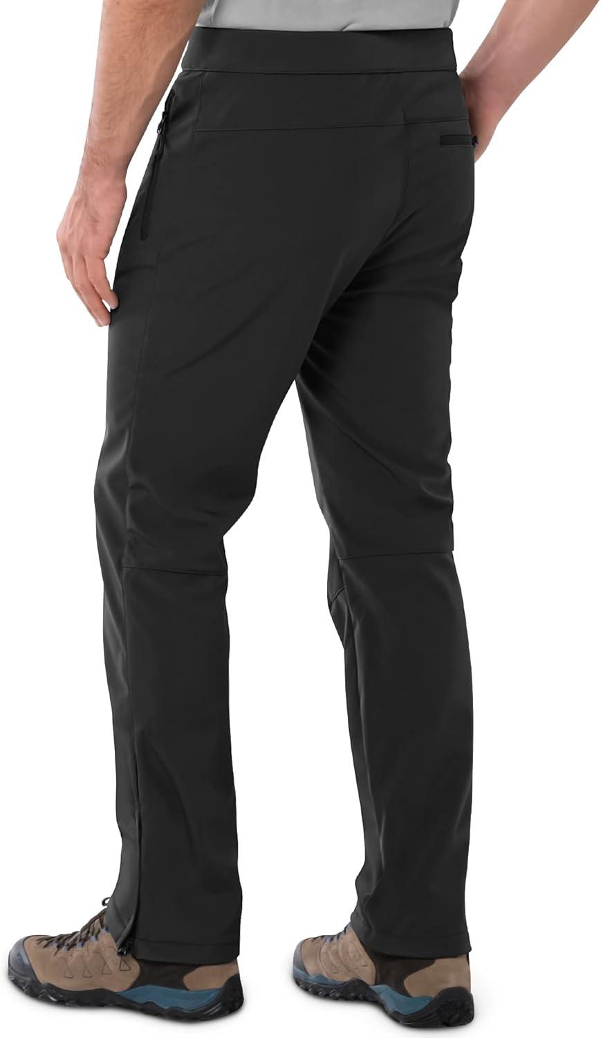 Outdoor Ventures Men’s Fleece Lined Snow Pants Waterproof Windproof Ski Hiking Winter Pants With Pockets(Black)