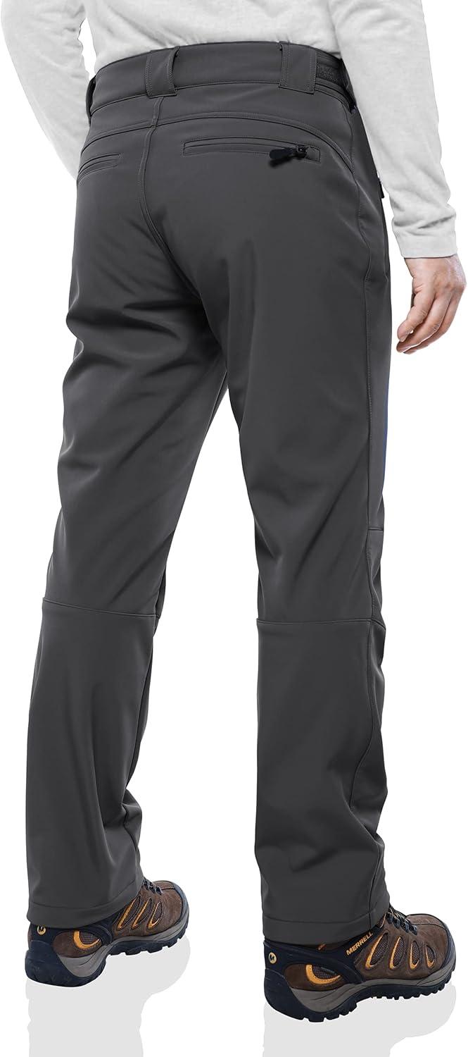 Outdoor Ventures Men’s Lite Waterproof Windproof Fleece Lined Warm Hiking Ski Snow Pants Expandable-Waist(Grey- New)