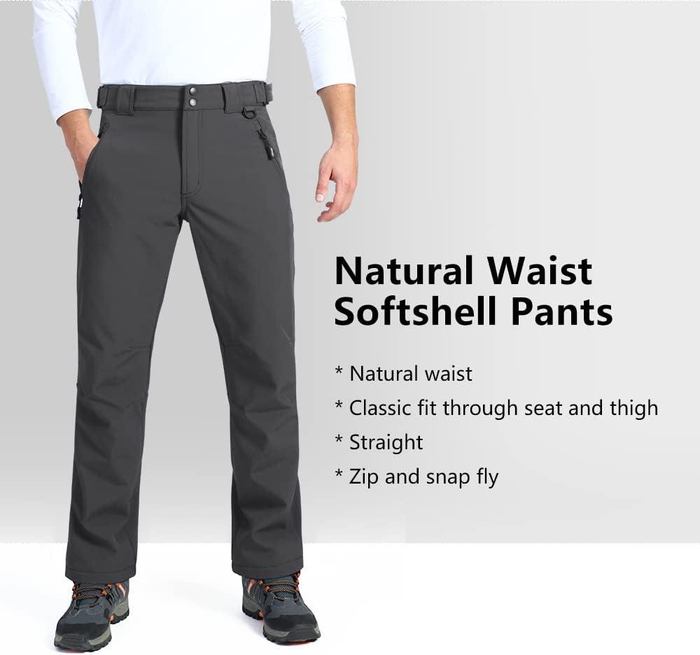 Outdoor Ventures Men’s Lite Waterproof Windproof Fleece Lined Warm Hiking Ski Snow Pants Expandable-Waist(Grey- New)
