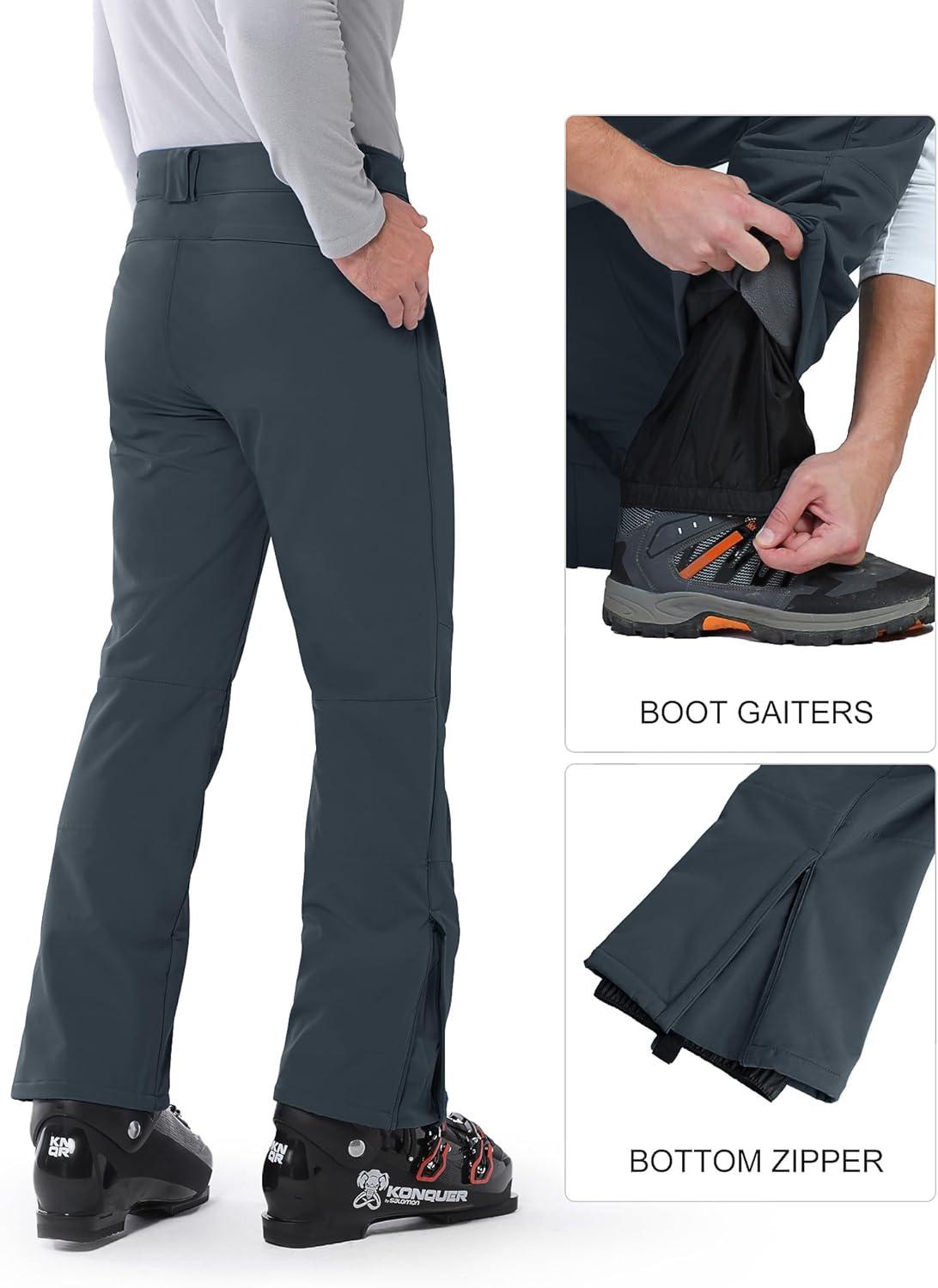 Outdoor Ventures Mens Snow Bibs Waterproof Insulated Overalls Ski Pants Warm Winter Snowboarding Detachable(Dimgrey)