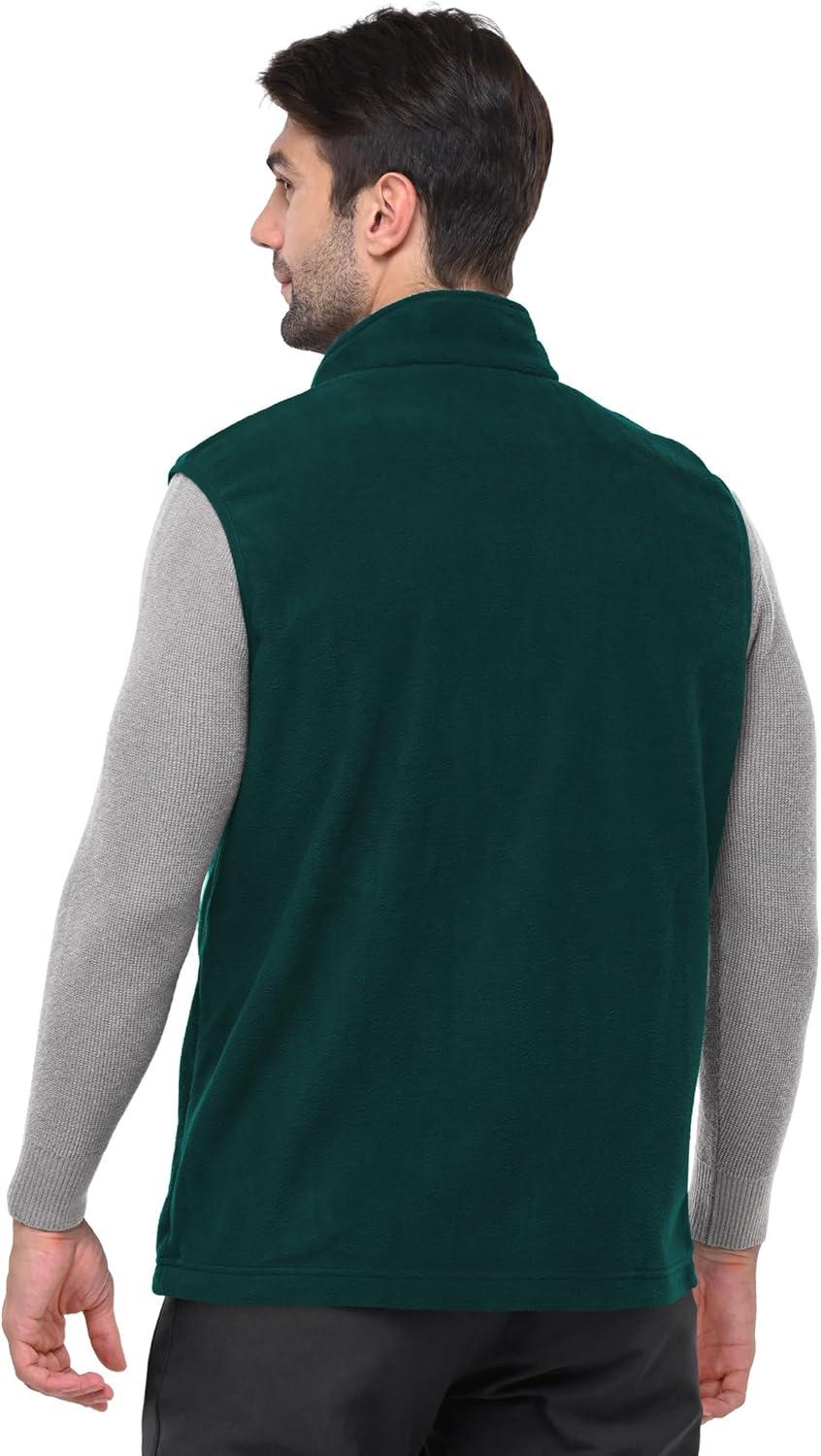 Outdoor Ventures Men’s Full-Zip Polar Fleece Vest Outerwear Lightweight Warm Casual Sleeveless Jacket for Fall & Winter(Dark Green)