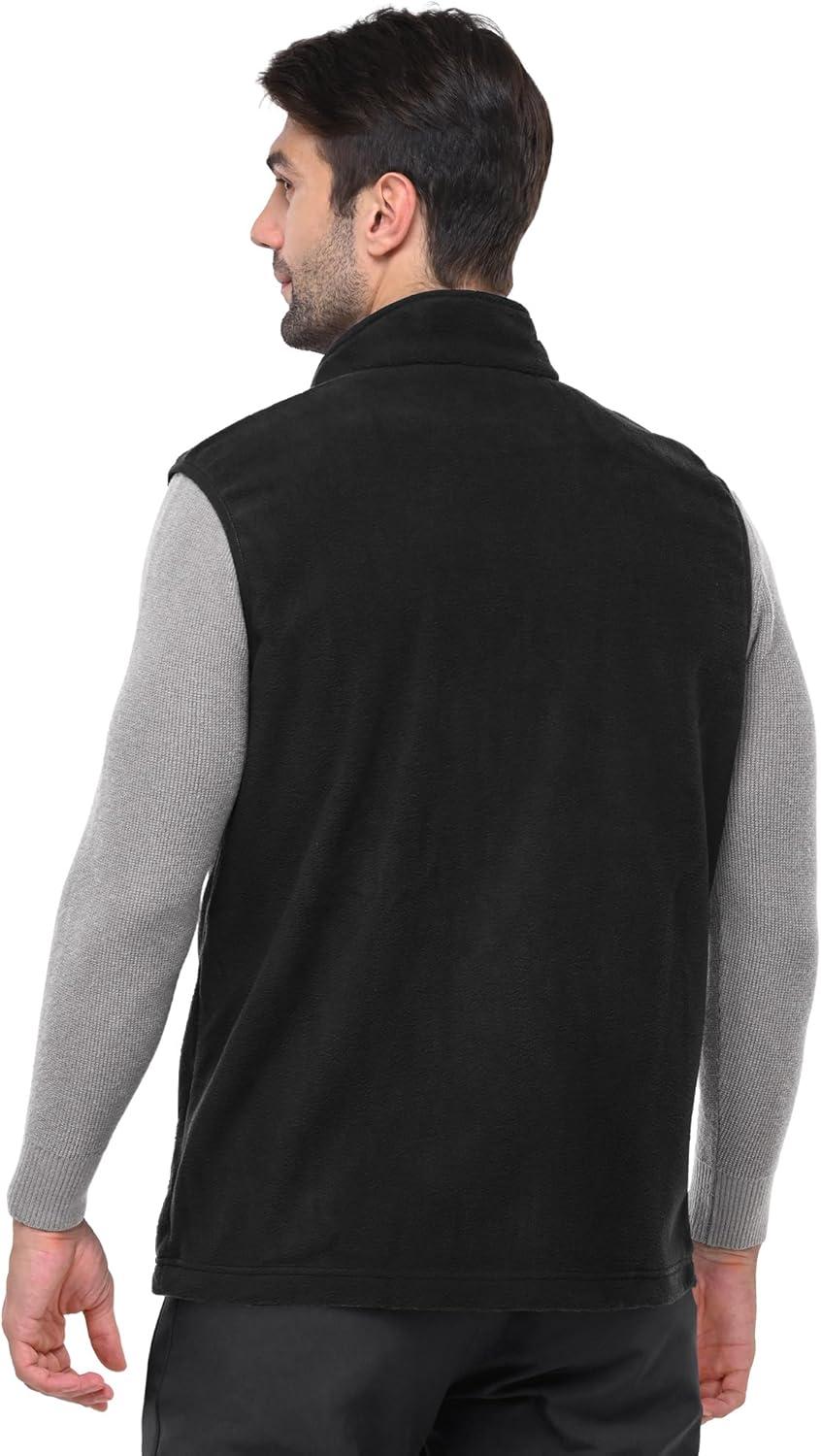 Outdoor Ventures Men’s Full-Zip Polar Fleece Vest Outerwear Lightweight Warm Casual Sleeveless Jacket for Fall & Winter(Black)