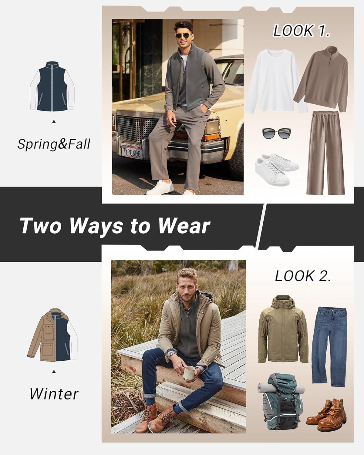 Outdoor Ventures Men’s Full-Zip Polar Fleece Vest Outerwear Lightweight Warm Casual Sleeveless Jacket for Fall & Winter(Dark Grey)