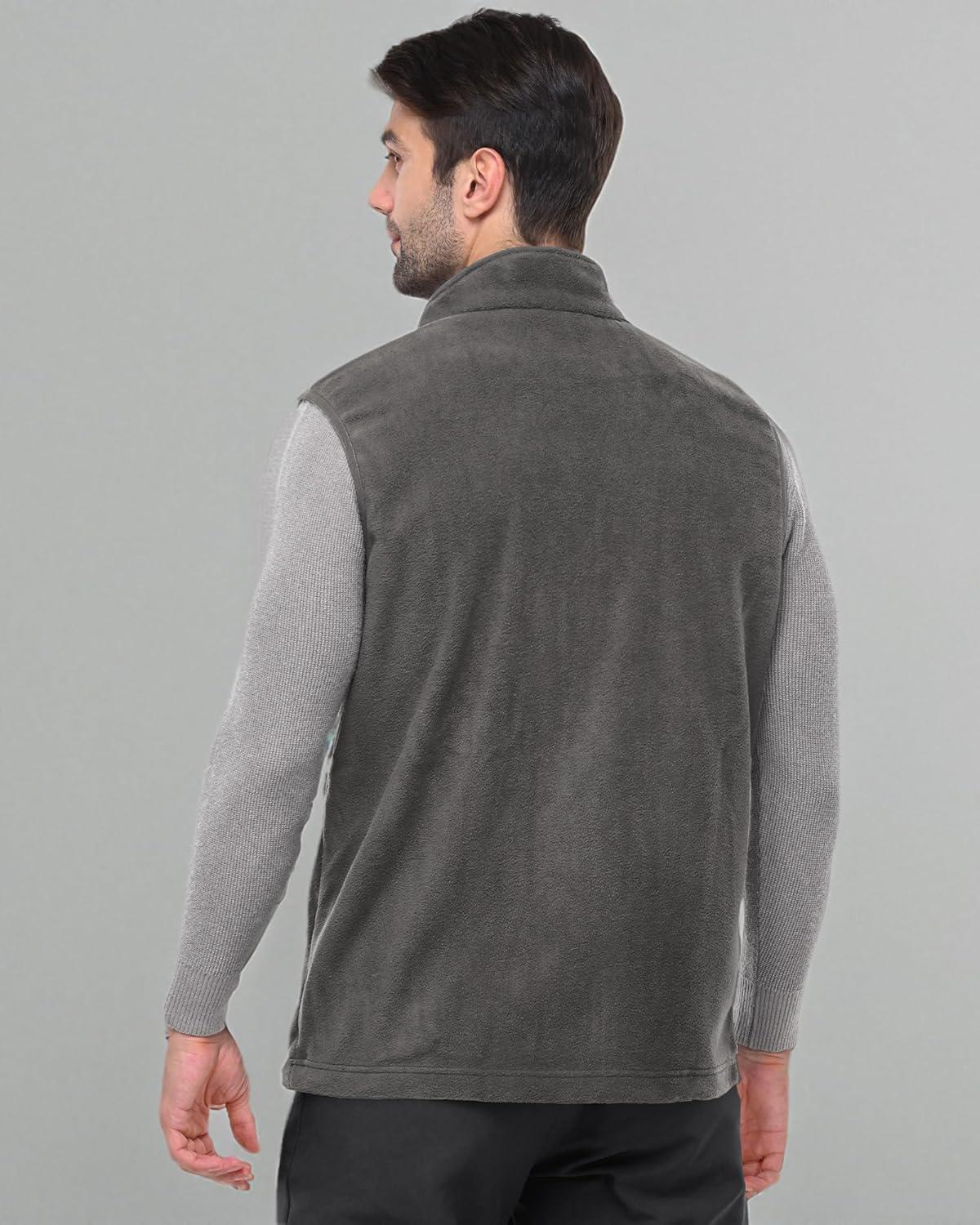 Outdoor Ventures Men’s Full-Zip Polar Fleece Vest Outerwear Lightweight Warm Casual Sleeveless Jacket for Fall & Winter(Dark Grey)