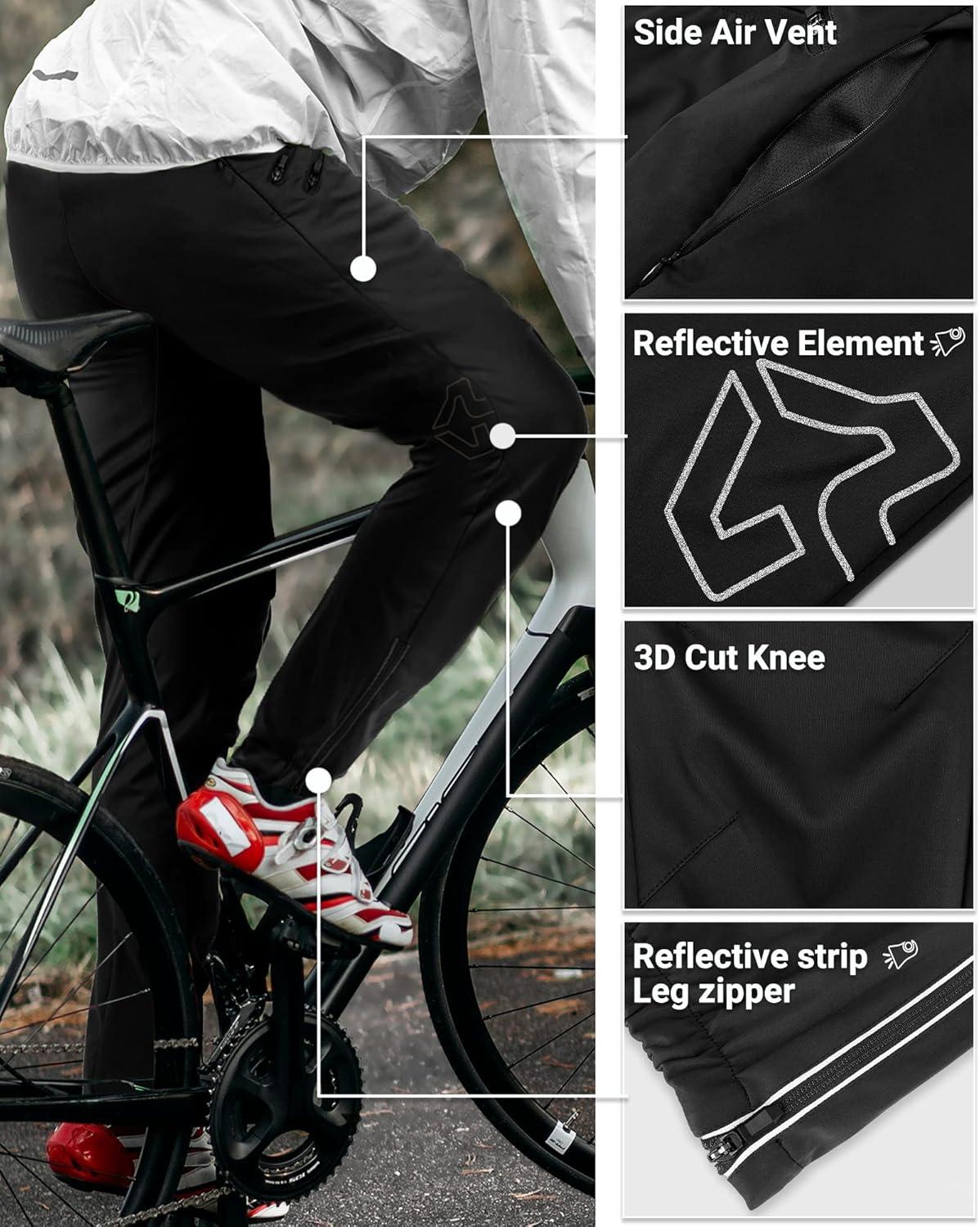 Outdoor Ventures Cycling Pants for Men, Windproof Mountain Bike Pants Waterproof Athletic Sweatpants for Biking Running