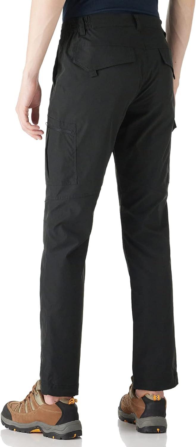 Outdoor Ventures Men’s Hiking Pants Lightweight Water Resistant Cargo Work Pants Ripstop Outdoor Pants for Tactical Travel(Black- Thin)