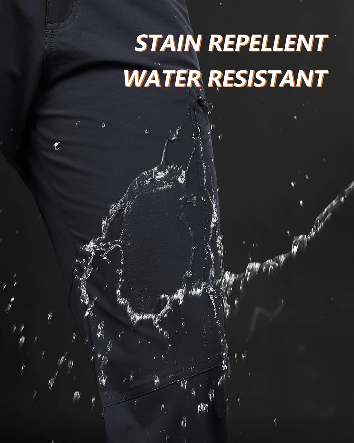 Outdoor Ventures Men’s Hiking Pants Lightweight Water Resistant Cargo Work Pants Ripstop Outdoor Pants for Tactical Travel(Navy- Upgrade)