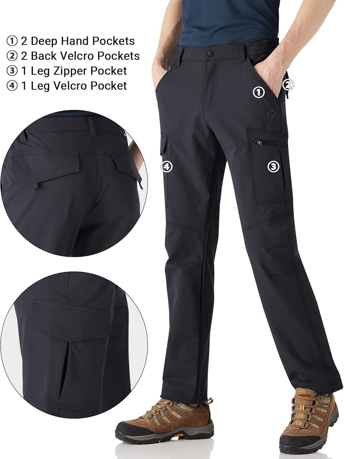 Outdoor Ventures Men’s Hiking Pants Lightweight Water Resistant Cargo Work Pants Ripstop Outdoor Pants for Tactical Travel(Navy- Upgrade)