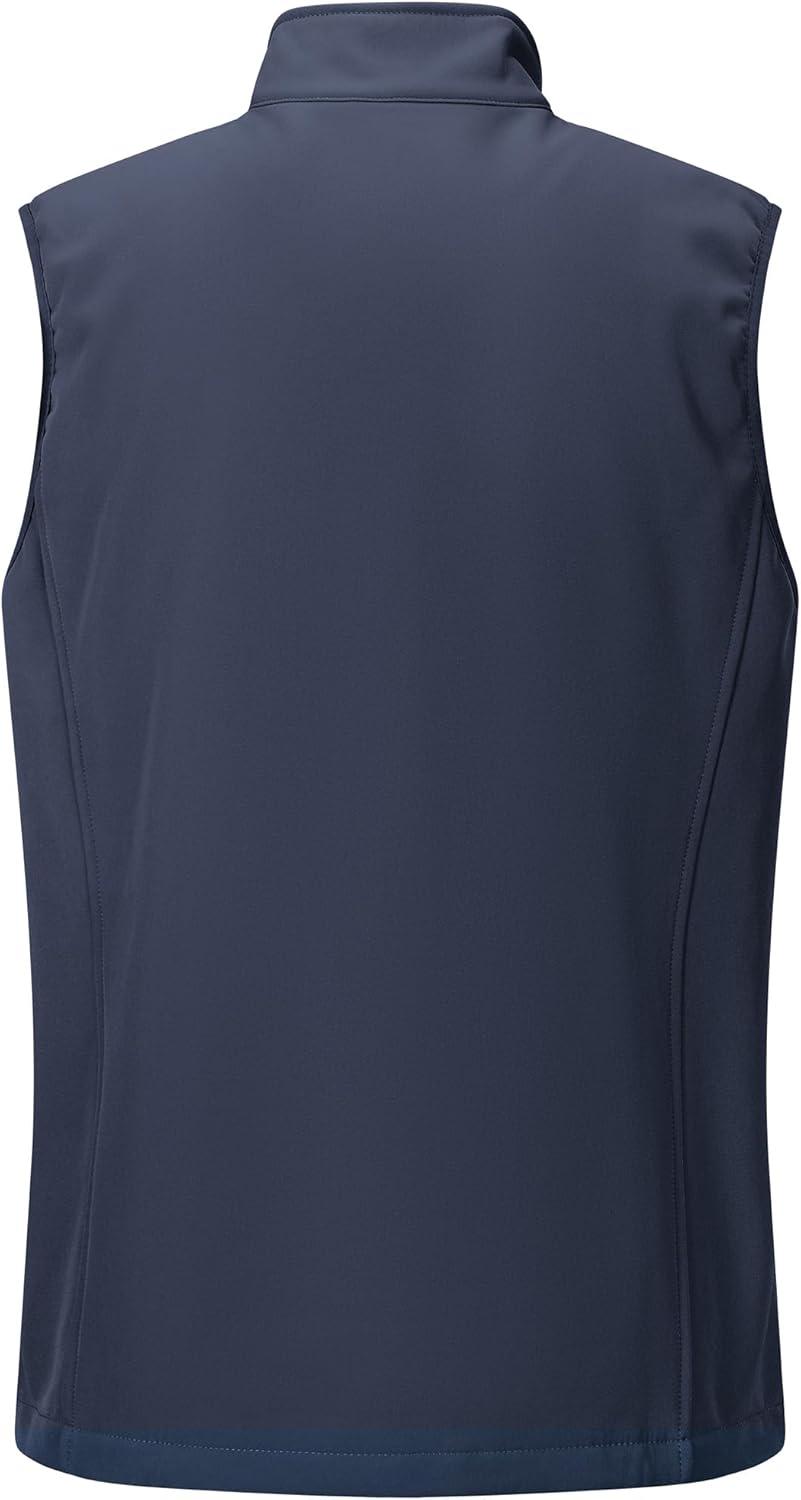 Outdoor Ventures Men’s Running Vest Outerwear, Lightweight Windproof Fleece-Lined Softshell Sleeveless Jacket for Golf(Grayish Blue-7 Pockets)