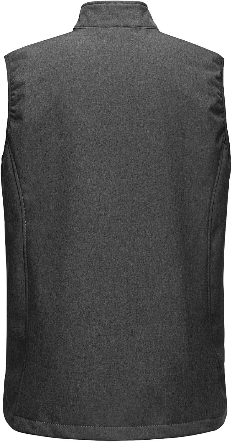 Outdoor Ventures Men’s Running Vest Outerwear, Lightweight Windproof Fleece-Lined Softshell Sleeveless Jacket for Golf(Dark Grey Heather-7 Pockets)