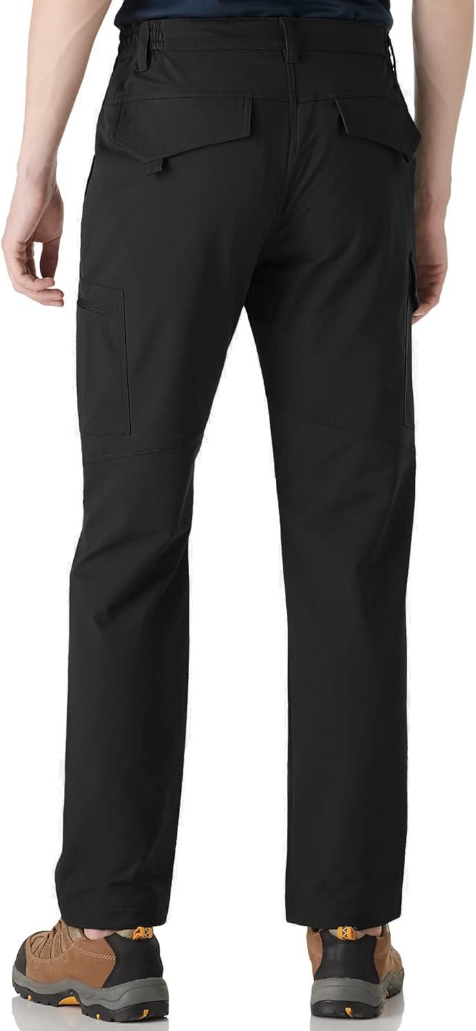 Outdoor Ventures Men’s Hiking Pants Lightweight Water Resistant Cargo Work Pants Ripstop Outdoor Pants for Tactical Travel(Black- Upgrade)