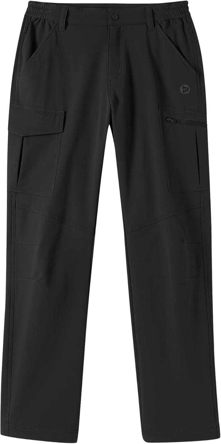 Outdoor Ventures Men’s Hiking Pants Lightweight Water Resistant Cargo Work Pants Ripstop Outdoor Pants for Tactical Travel(Black- Upgrade)