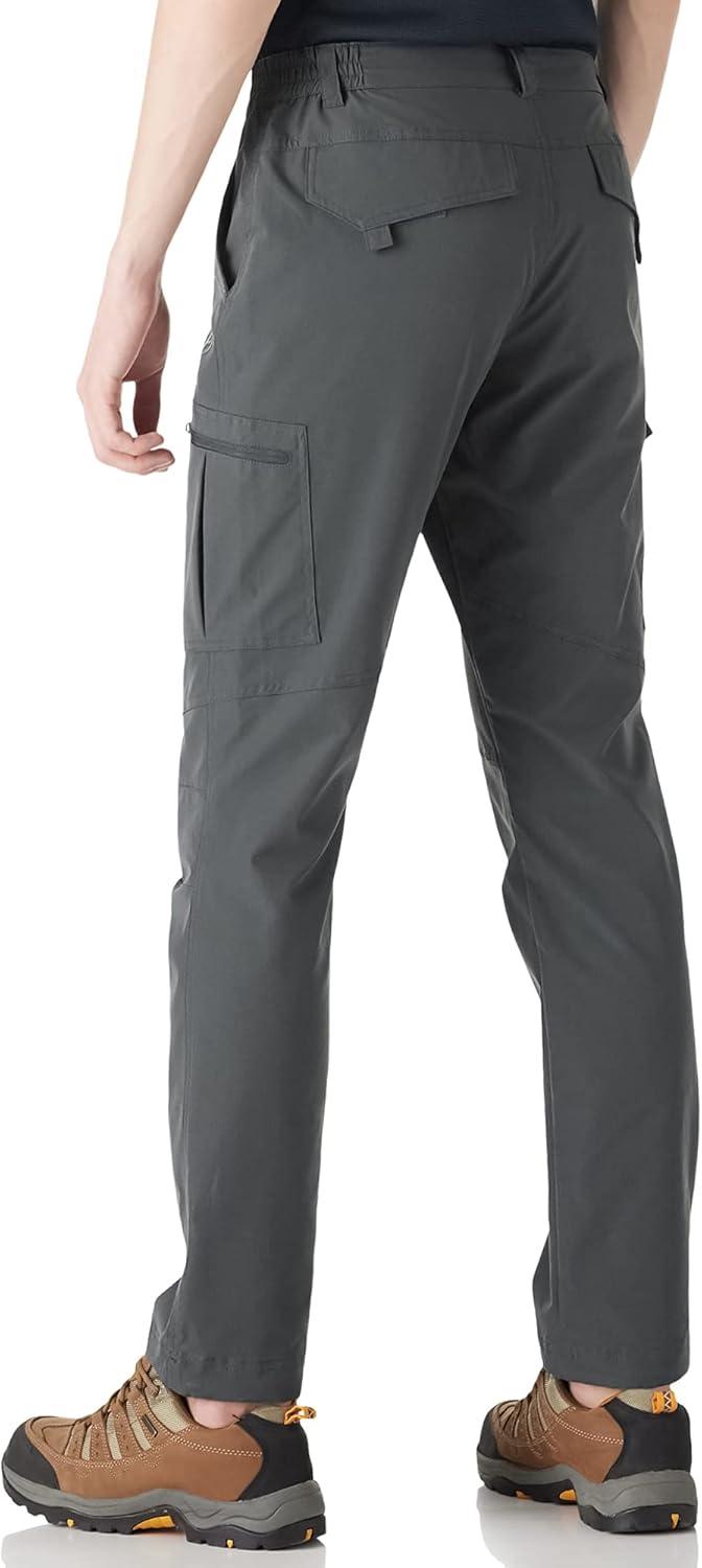 Outdoor Ventures Men’s Hiking Pants Lightweight Water Resistant Cargo Work Pants Ripstop Outdoor Pants for Tactical Travel(Grey- Thin)