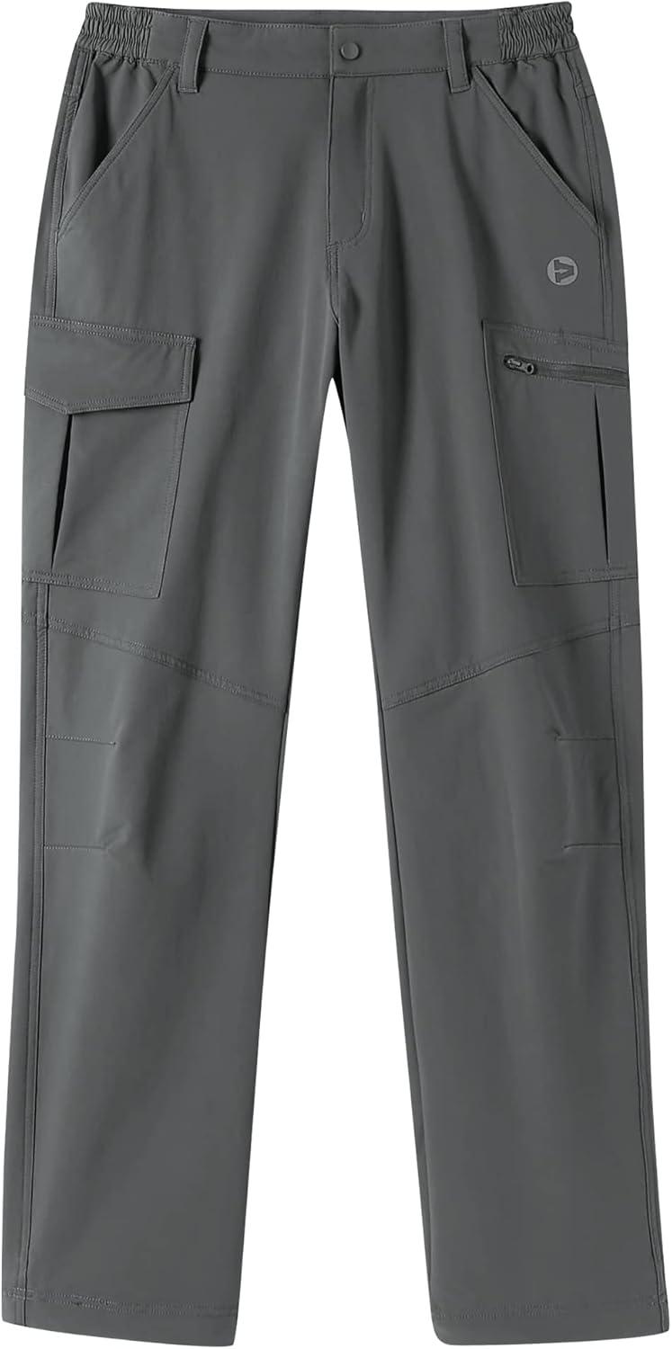 Outdoor Ventures Men’s Hiking Pants Lightweight Water Resistant Cargo Work Pants Ripstop Outdoor Pants for Tactical Travel(Grey- Thin)
