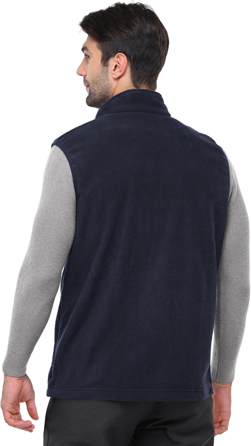 Outdoor Ventures Men’s Full-Zip Polar Fleece Vest Outerwear Lightweight Warm Casual Sleeveless Jacket for Fall & Winter(Navy)