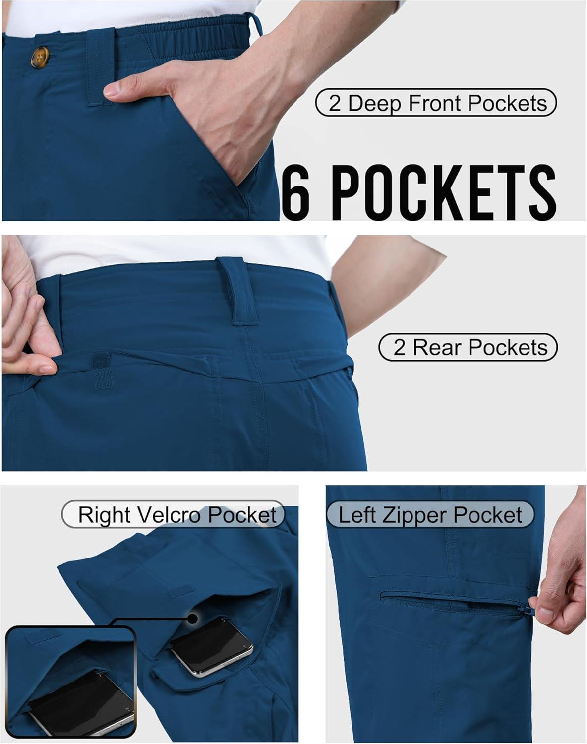 Outdoor Ventures Men’s 10″ Hiking Shorts Water-resistants Quick Dry Outdoor Golf Shorts(Med Indigo Blue)