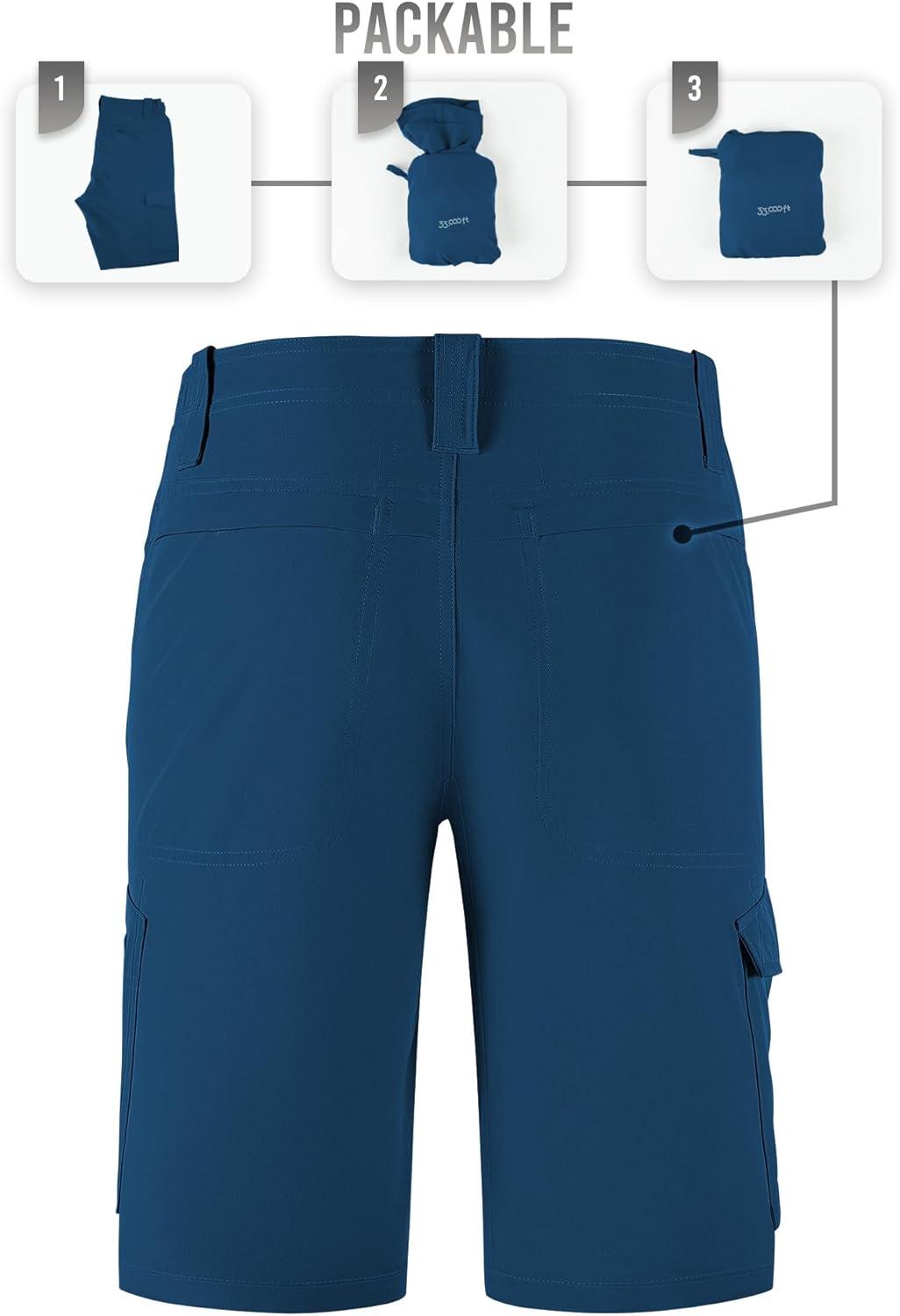 Outdoor Ventures Men’s 10″ Hiking Shorts Water-resistants Quick Dry Outdoor Golf Shorts(Med Indigo Blue)