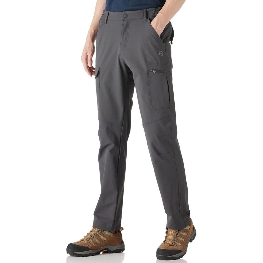 Outdoor Ventures Men’s Hiking Pants Lightweight Water Resistant Cargo Work Pants Ripstop Outdoor Pants for Tactical Travel(Grey- Upgrade)