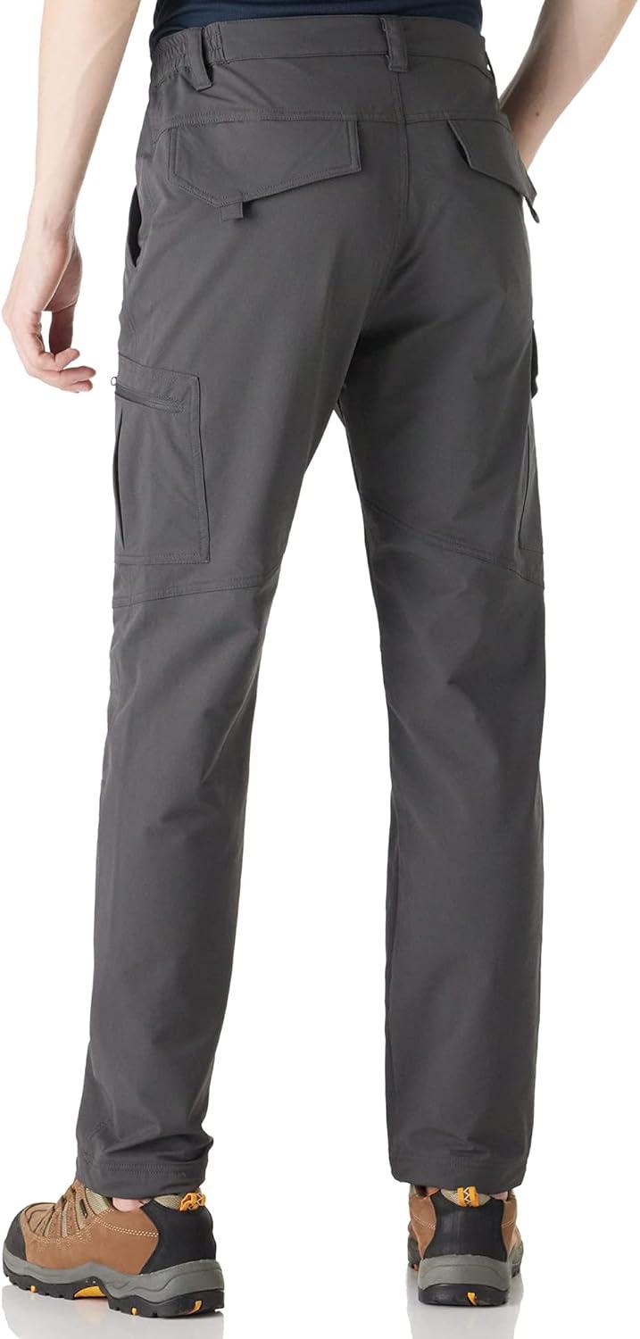Outdoor Ventures Men’s Hiking Pants Lightweight Water Resistant Cargo Work Pants Ripstop Outdoor Pants for Tactical Travel(Grey- Upgrade)