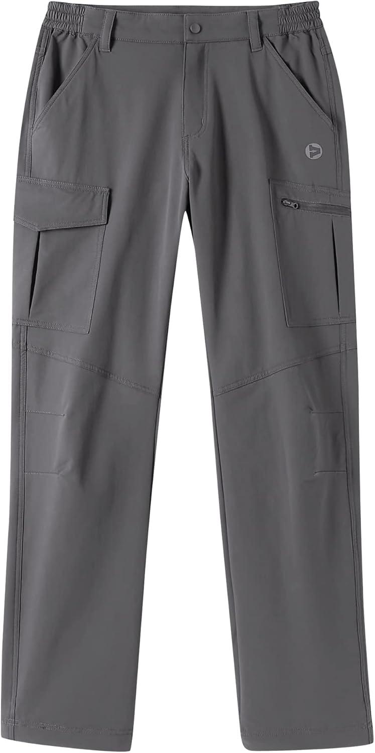 Outdoor Ventures Men’s Hiking Pants Lightweight Water Resistant Cargo Work Pants Ripstop Outdoor Pants for Tactical Travel(Grey- Upgrade)