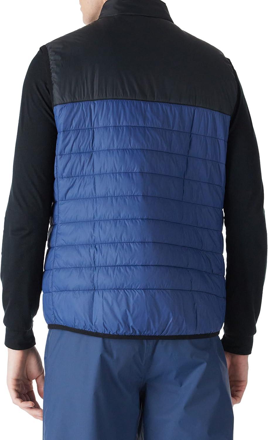 Outdoor Ventures Men’s Lightweight Puffer Vest Outerwear Warm Quilted Sleeveless Packable Winter Jacket for Hiking Running(Black/Blue)