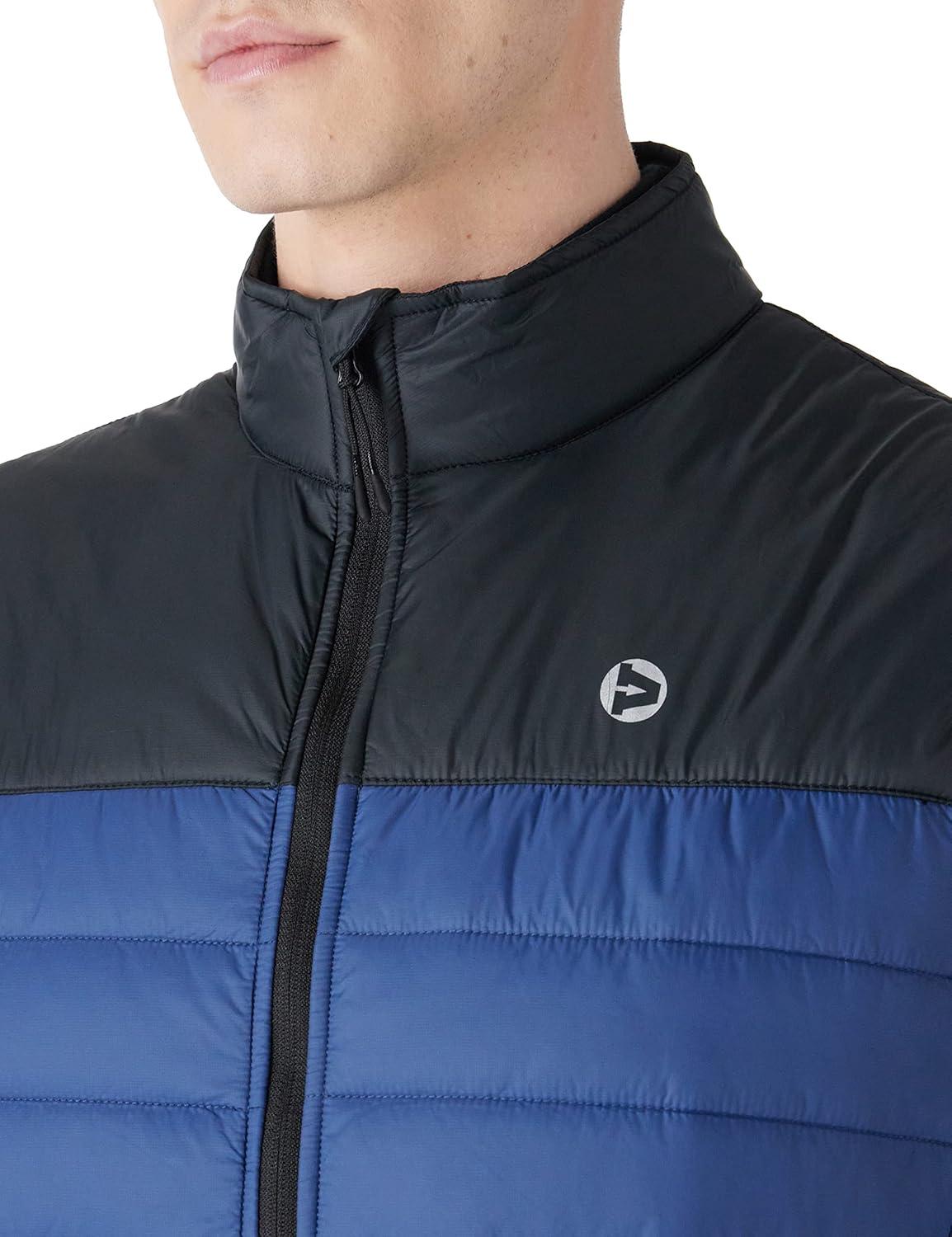 Outdoor Ventures Men’s Lightweight Puffer Vest Outerwear Warm Quilted Sleeveless Packable Winter Jacket for Hiking Running(Black/Blue)