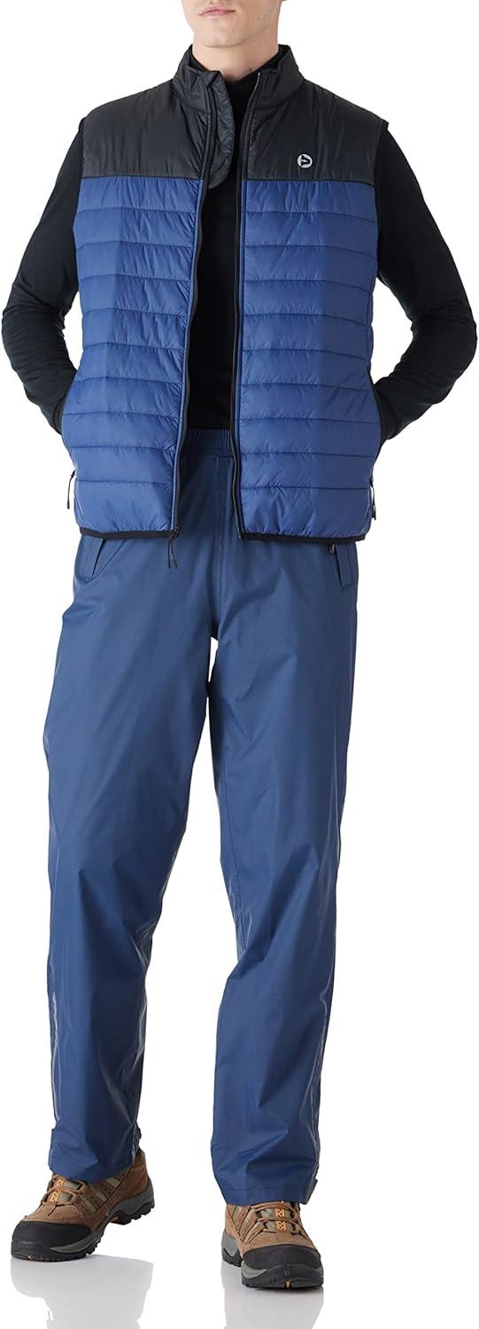 Outdoor Ventures Men’s Lightweight Puffer Vest Outerwear Warm Quilted Sleeveless Packable Winter Jacket for Hiking Running(Black/Blue)